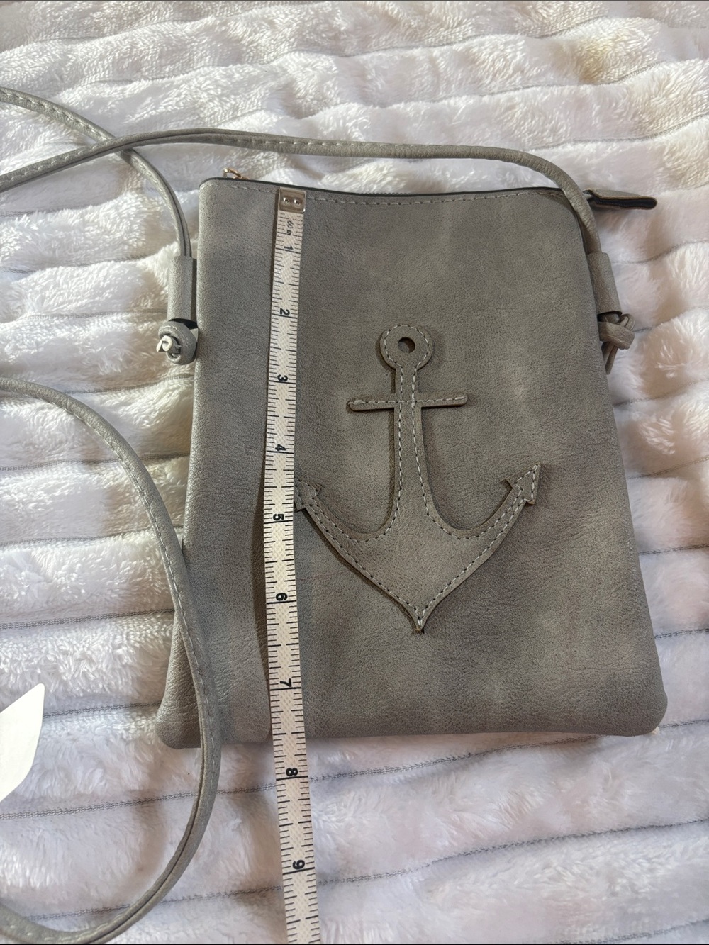 Hey Beautiful Gray Crossbody Bag with Anchor Appliqué NWT - Picture 6 of 6